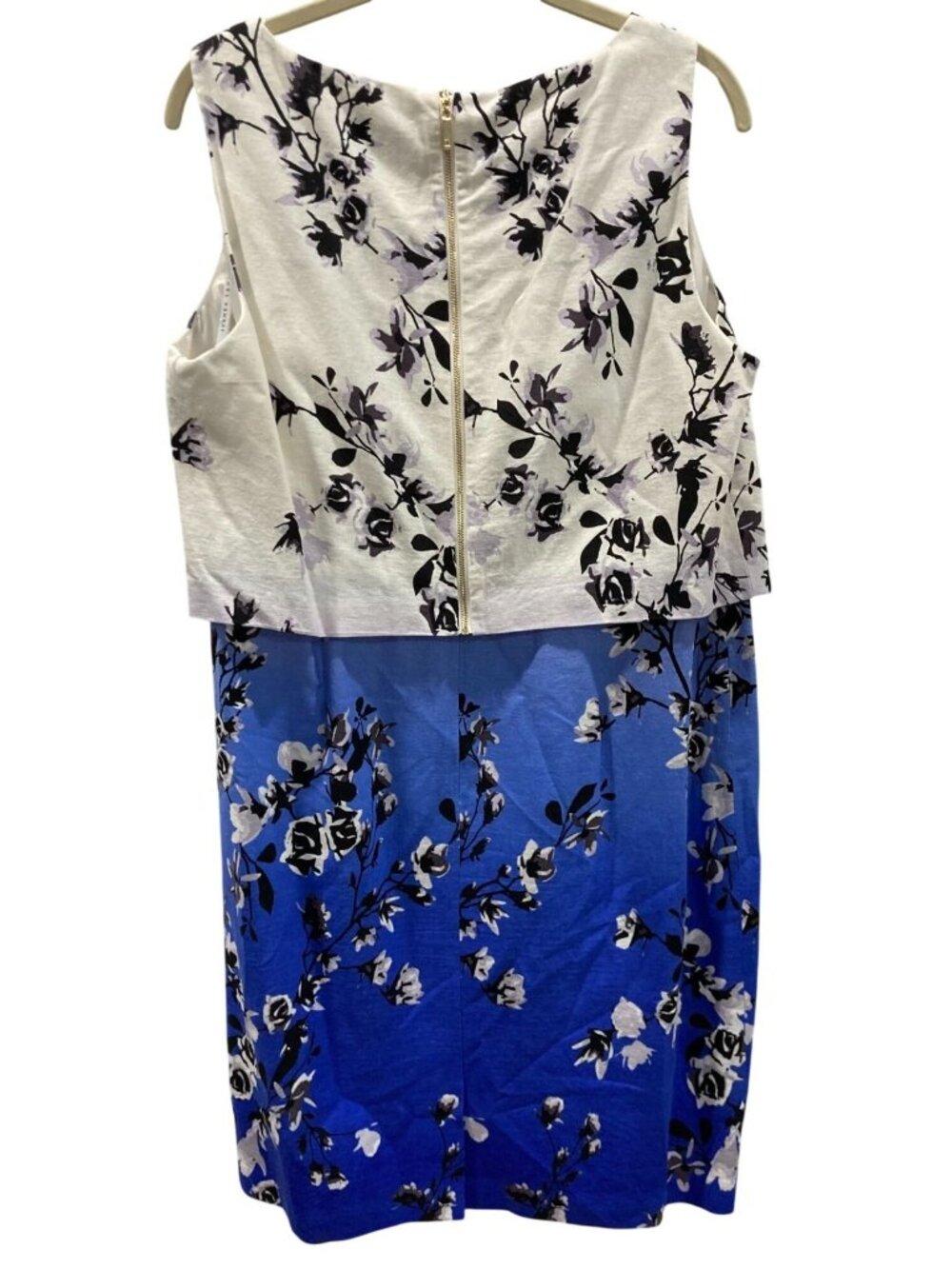 Ivanka Trump Floral Linen Layered Sheath Dress 14 Blue Ombre Feminine Romantic - Picture 7 of 12